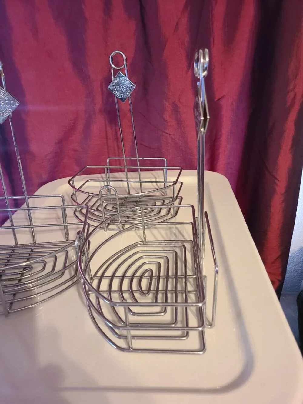 3 McILHENNY CO. TABASCO BRAND Pepper Sauce Diner Condiment Menu Holder Chrome